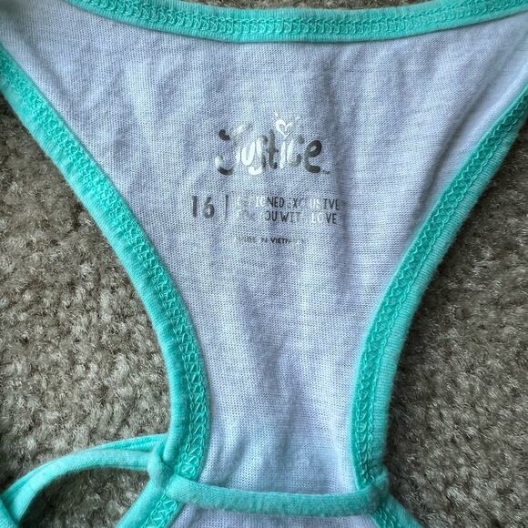 Justice White and Light Gray Racerback Graphic Tank Tops Set of 2 Size: 16 - Picture 5 of 15